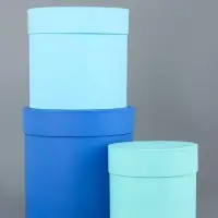 Набор круглых подарочных коробок &laquo;Аквамарин&raquo; 3 в 1 - 18&times;16&times;13 см