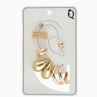 Набор серьги и каффы 8 шт. &laquo;Кольца&raquo; капли, цвет золото