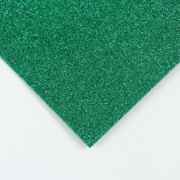 Фоамиран глиттерный 2 мм, 50х50 см, зелёный