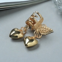 Краб для волос "Милада" сердечки, 2,5 см, золото Краб для волос "Милада" сердечки, 2,5 см, золото