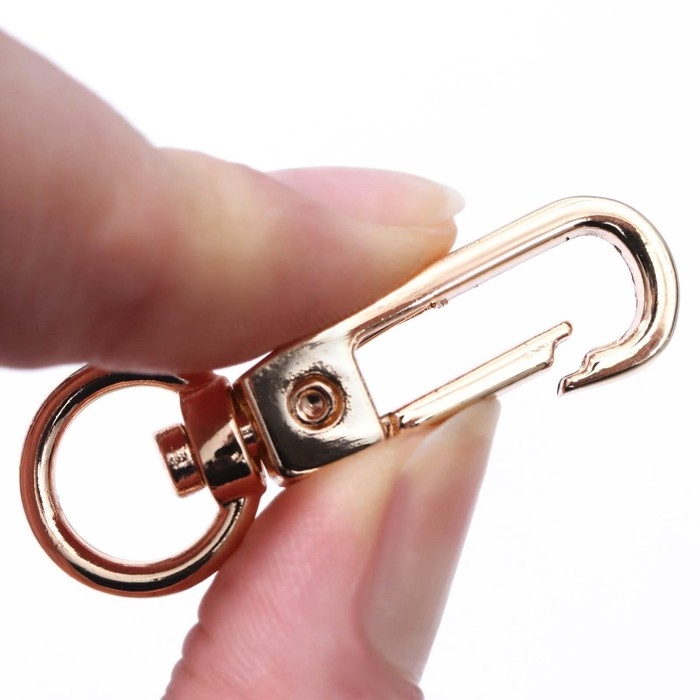 Карабин металлический, 45&times;16 мм / 10&times;2.2 мм, 5 шт., цвет золотой