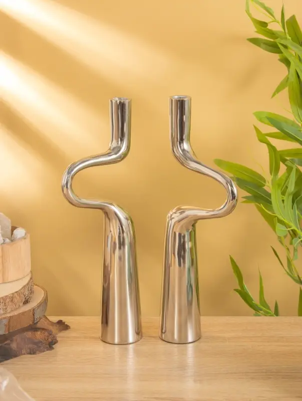 Подсвечники "Сплетение" (набор 2 шт) 11х6х34 см, алюминий