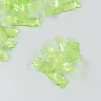 Декор для творчества пластик "Листья" прозрачный зелёный набор 20 гр 0,4х4х5,2 см