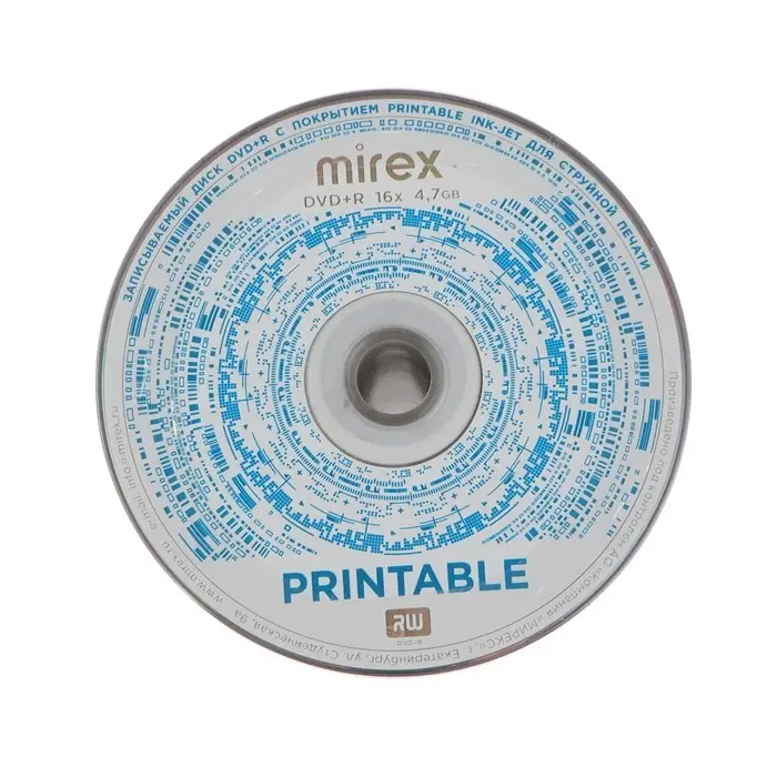 Диск DVD+R printable inkjet 100, 16x, 4.7 Гб