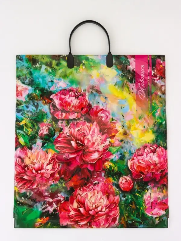 Пакет "Живопись", полиэтиленовый с пластиковой ручкой, 40х44, 100 мкм