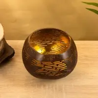 Подсвечник из кокоса, 15&times;15&times;13 см, коричневый