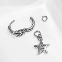 Пирсинг в ухо &laquo;Кольцо&raquo; звезда love you, d=9 мм, цвет серебро