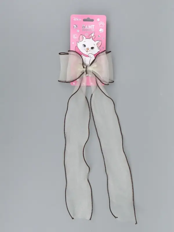 Бант для волос на заколке шоколадный, Коты аристократы