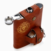 Фляжка со складной стопкой в чехле &laquo;Лев&raquo;, 240 мл, 75 мл