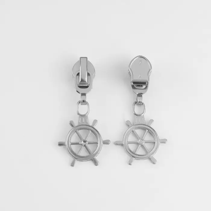 Бегунок для молнии &laquo;Спираль&raquo;, №7, &laquo;Штурвал&raquo;, 10 шт., цвет никель