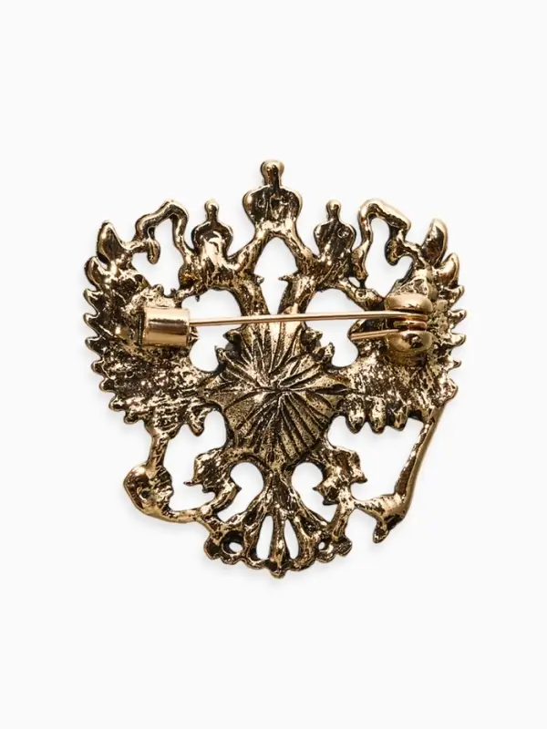 Брошь &laquo;Герб Российской Федерации&raquo;, цвет зелёный в чернёном золоте