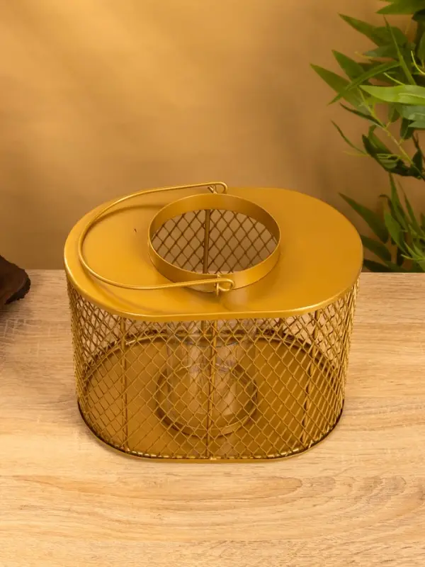 Подсвечник фонарь со стеклянной колбой 19,5х23х15,5 см, d 10 см, металл, цв. золото