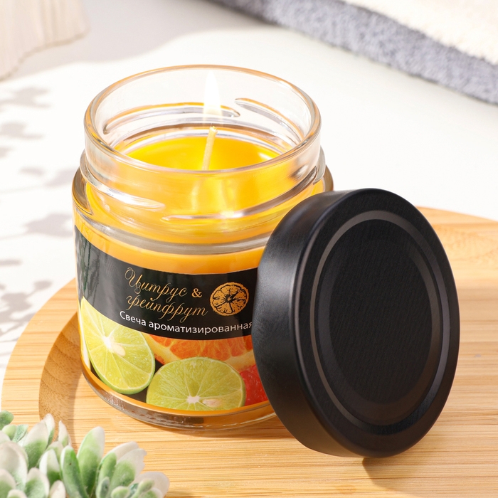 Свеча в банке ароматическая Свеча в банке ароматическая "Цитрус и грейпфрут", 25 ч