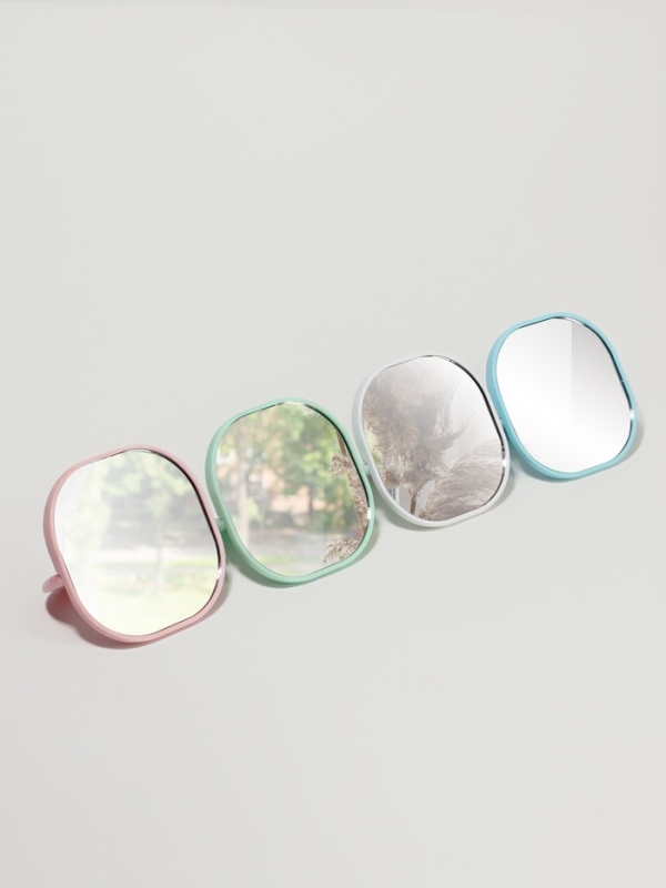 Зеркало карманное &laquo;Узор&raquo;, с подставкой, 8 &times; 8 см, цвет МИКС
