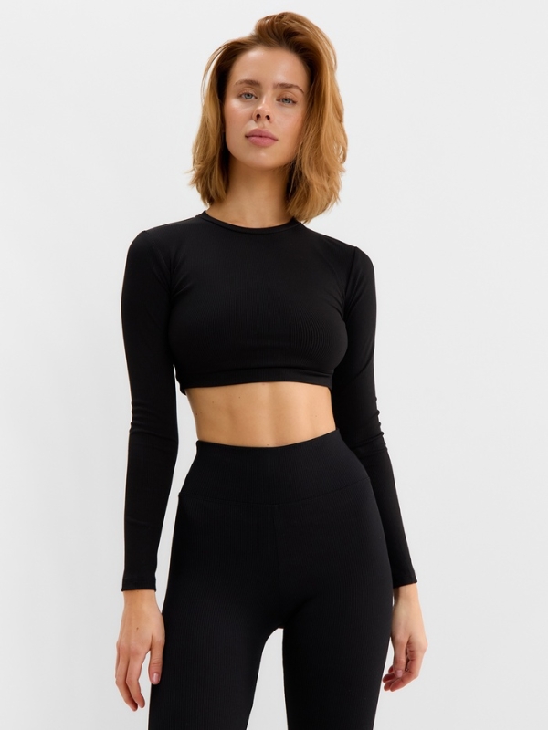 Лонгслив женский MINAKU: Casual Collection цвет чёрный, размер 46 Лонгслив женский MINAKU: Casual Collection цвет чёрный, размер 46