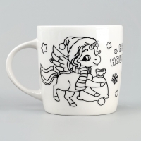 Кружка под роспись &laquo;Веселого Нового года&raquo; Единорог и Снегурочка 300 мл