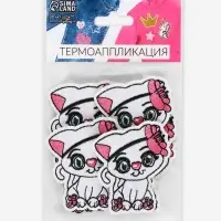 Термоаппликация &laquo;Кошка с цветком&raquo;, 5&times;5.7 см, розовая