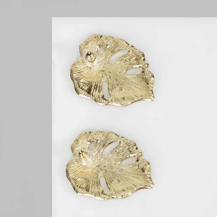 Серьги эмаль &laquo;Листья&raquo; монстеры, цвет зелёный в золоте