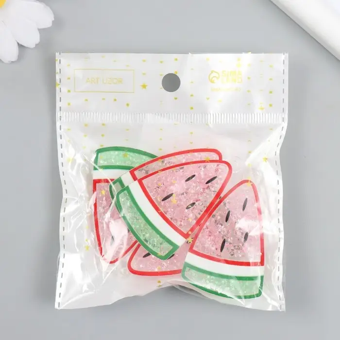 Шейкер для творчества акрил "Кусочек арбуза" с бисером 0,5х3,6х5,1 см