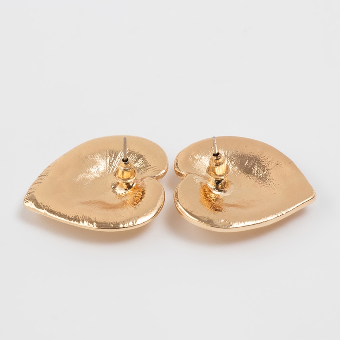 Серьги металл &laquo;Сердца&raquo; лист, цвет золото