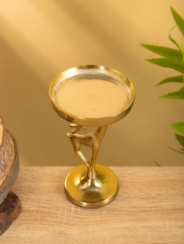 Подсвечник "Олененок" 10х10х17 см, алюминий, золотой