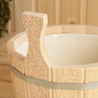 Шайка- ушат, бадья из липы, 4 л, пластиковая вставка "Русские узоры" Шайка- ушат, бадья из липы, 4 л, пластиковая вставка "Русские узоры"