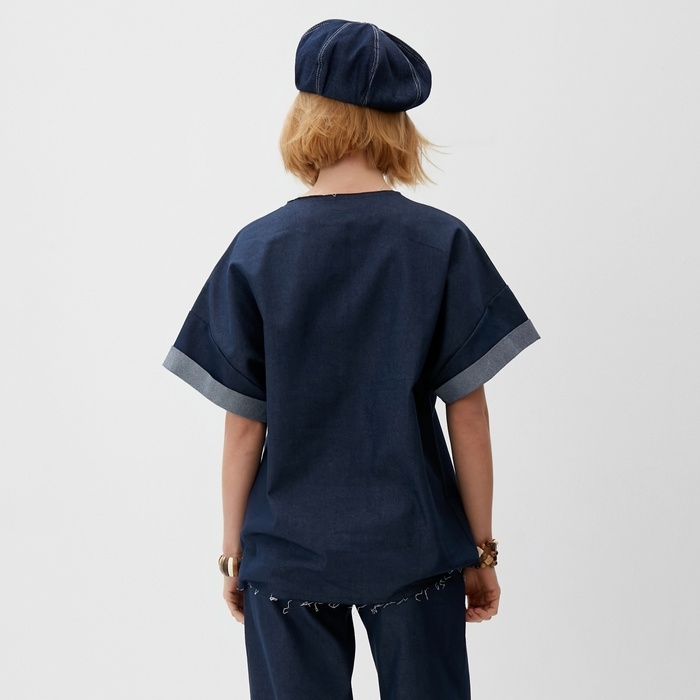 Футболка женская оверсайз MINAKU: Jeans Collection цвет синий, р-р 46 Футболка женская оверсайз MINAKU: Jeans Collection цвет синий, р-р 46