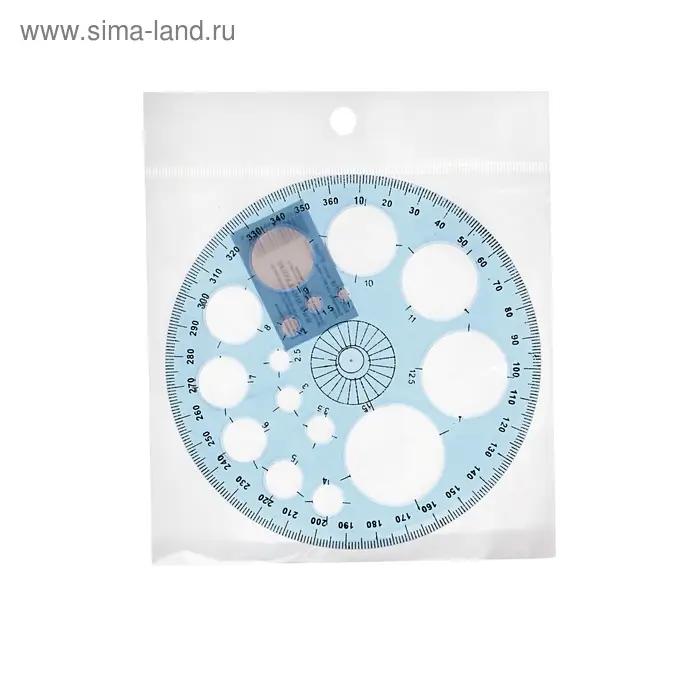 Транспортир 12 см, 360&deg;, с окружностями, тонированный, МИКС