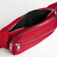 Поясная сумка на молнии, 2 наружных кармана, цвет красный