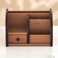 Органайзер 5 секций, 1 выдвижной ящик, серия Ясень шимо темный с кантом темным, 14*21см