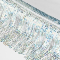 Тесьма с пайетками &laquo;Бахрома&raquo;, с голографией, d = 6 мм, 16 см, 4,5 &plusmn; 0,5 м, цвет серебряный