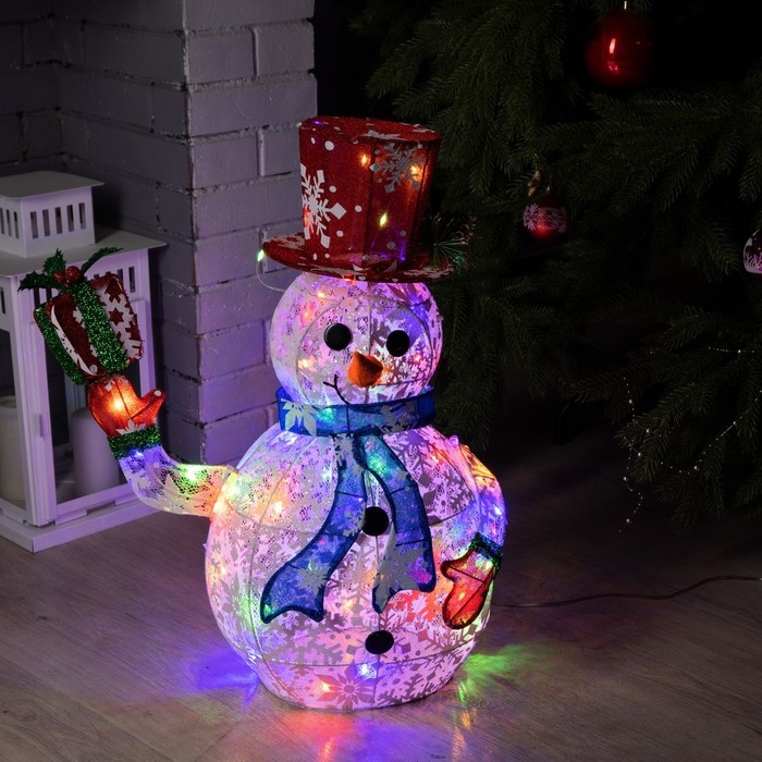 Светодиодная фигура «Снеговик» 33 × 65 × 27 см, металл, текстиль, 220 В, свечение мульти Светодиодная фигура «Снеговик» 33 × 65 × 27 см, металл, текстиль, 220 В, свечение мульти