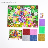 Мозаика стикерная &laquo;Павлин&raquo; блестки, стразы