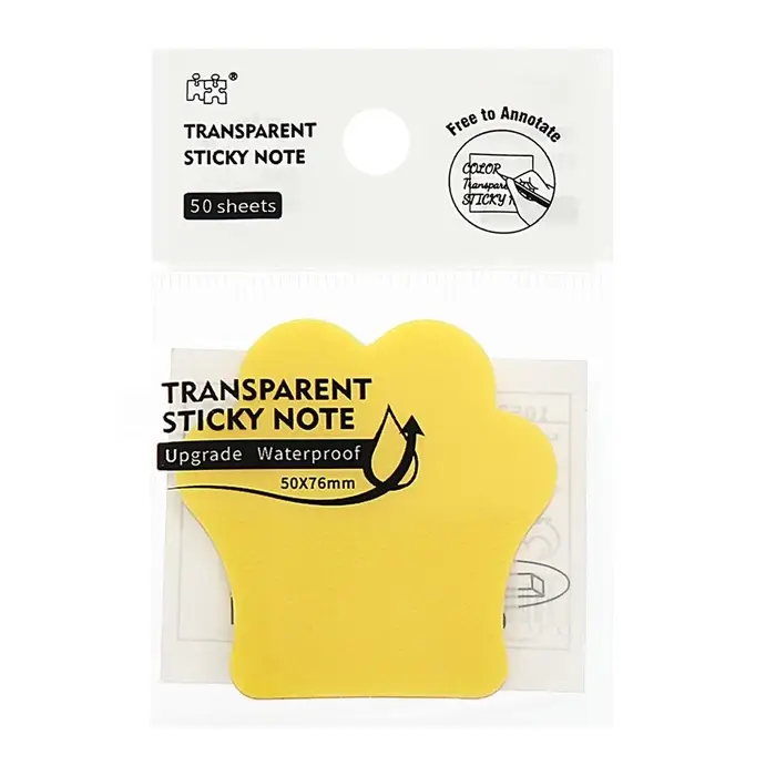 Блок-закладка с липким краем пластик Лапка 50л, желтый, 45мм х 45мм  CALLIGRATA