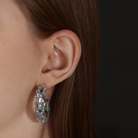 Серьги со стразами &laquo;Блеск&raquo; прямоугольники, белый в серебре