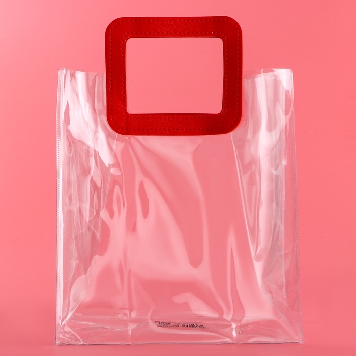 Пакет подарочный из ПВХ, красный, 25 x 28 x 15 см