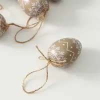 Декор пасхальный "Крашенные яички с белыми узорами" набор 6 шт 4х4х6 см