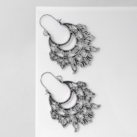 Серьги металл &laquo;Восток&raquo; лотос крупный, цвет чернёное серебро