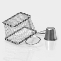 Корзинка для картофеля фри Доляна &laquo;Лонгфилд&raquo;, 10&times;8&times;7,5 см, с соусником d=5 см, цвет серебристый