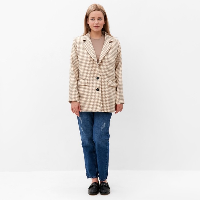 Пиджак женский, цвет светло-бежевый, гусиная лапка, размер 50 Пиджак женский, цвет светло-бежевый, гусиная лапка, размер 50