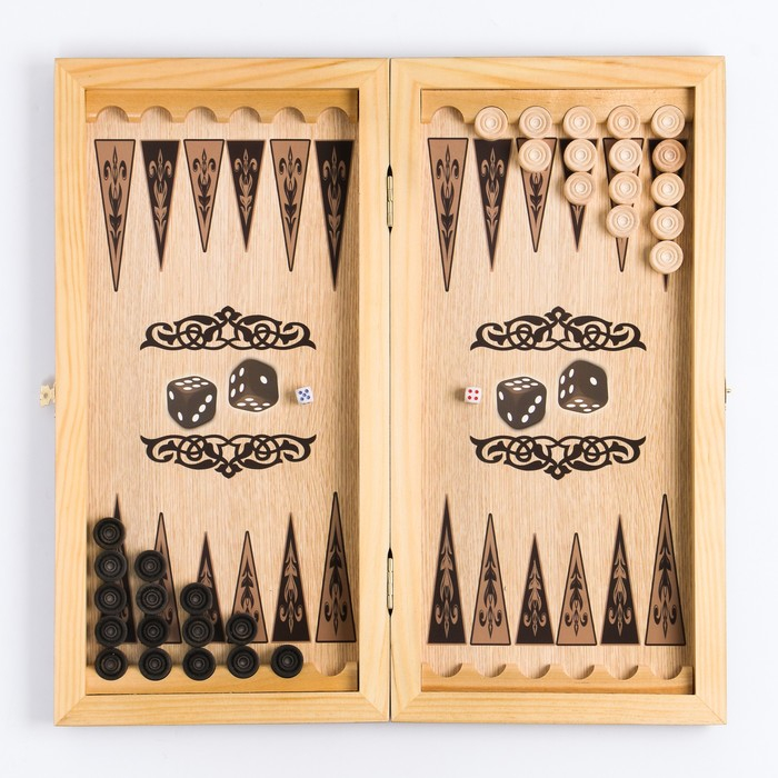 Нарды деревянные большие, настольная игра "Пантера", 40 x 40 см, с полем для игры в шашки