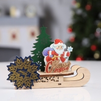 Светодиодная фигура &laquo;Сани с Дедом Морозом&raquo; 15.5 &times; 12 &times; 5.5 см, дерево, батарейки LR1130х3 (в комплекте), свечение тёплое белое