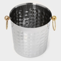 Ведро для льда из нержавеющей стали &laquo;Чеканный&raquo;, 5,2 л, 25&times;20&times;20,5 см, золотые ручки