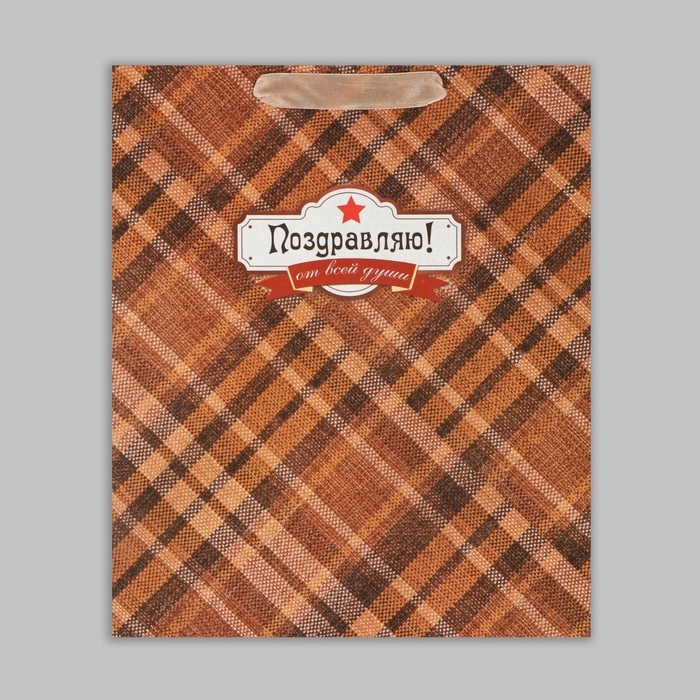 Пакет подарочный крафтовый вертикальный, упаковка, &laquo;Поздравляю от всей души!&raquo;, ML 23 х 27 х 11,5 см