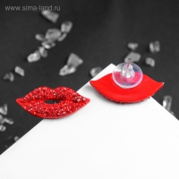 Серьги со стразами &laquo;Роли&raquo; губы, цвет красный