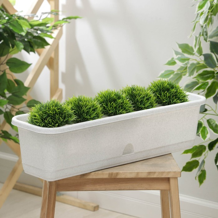 Ящик балконный с поддоном, 60 см, цвет мраморный Ящик балконный с поддоном, 60 см, цвет мраморный