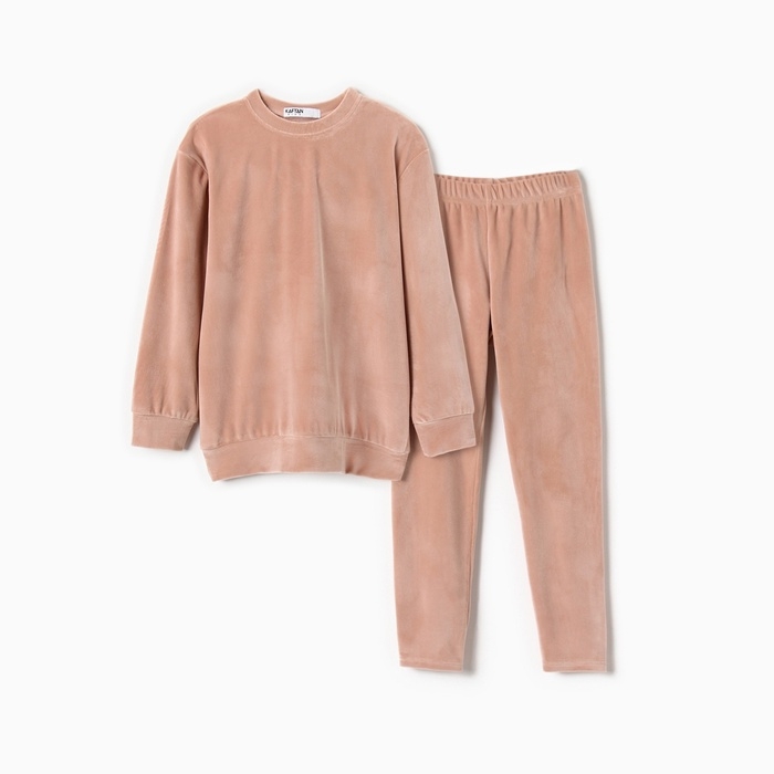 Костюм детский (свитшот, леггинсы) KAFTAN Plushy р.36 (134-140), бежевый Костюм детский (свитшот, леггинсы) KAFTAN Plushy р.36 (134-140), бежевый