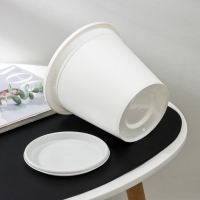 Горшок для цветов с поддоном &laquo;Эконом&raquo;, 2 л, пластиковый, цвет белый