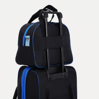 Чемодан малый 37 л (S) с сумкой, отдел на молнии, с расширением, цвет синий