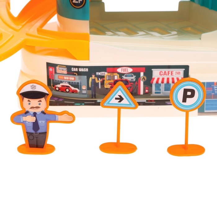 Парковка-автотрек &laquo;Город&raquo;, с 6 машинами, свет и звук, работает от батареек